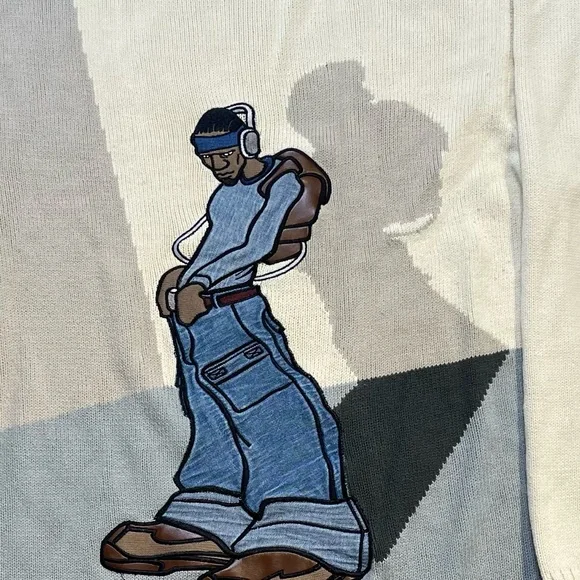 Vintage Y2K Webs Shadow Man Knit Graphic Sweater - Picture 5 of 8